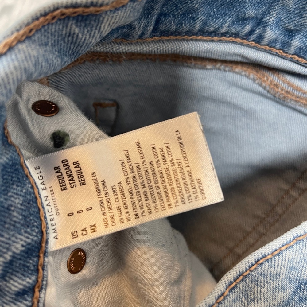 American Eagle Jeans Size 0 Regular Stovepipe High Rise Straight Leg Light Wash - Picture 6 of 8